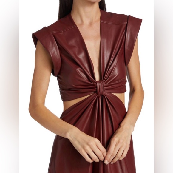 A.L.C. Alexandria Cutout Vegan Leather Midi Dress in Cranberry size 6 - Picture 2 of 14